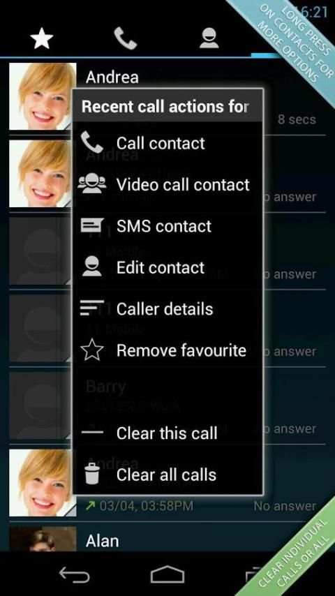 Swipe Dialer Free स्क्रीनशॉट 5