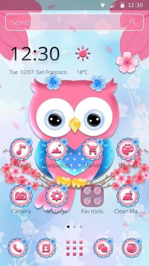 Cute Pink Owl Theme screenshot 6