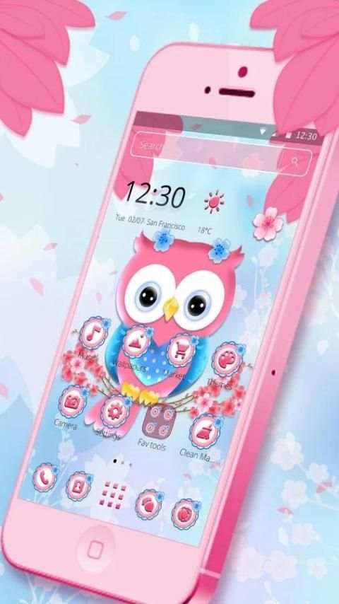 Cute Pink Owl Theme screenshot 3