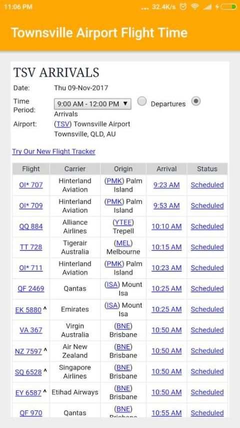 Townsville Airport Flight Time screenshot 1