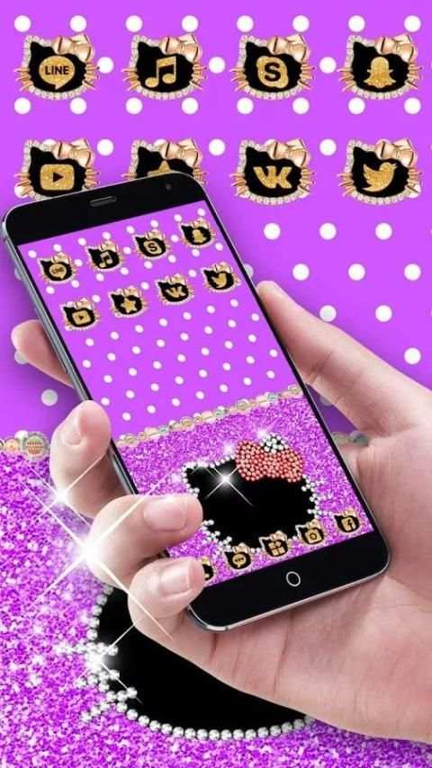 Purple Kitty Diamond Bowknot Theme screenshot 3