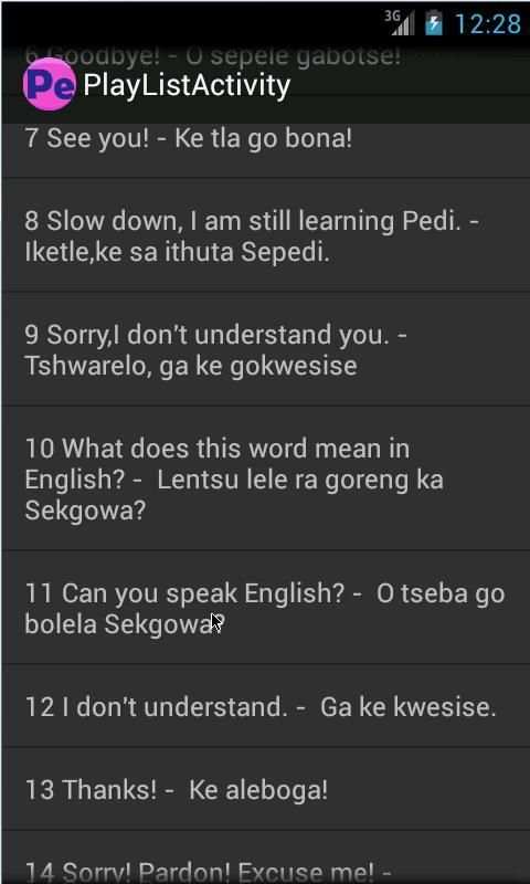 Pedi Phrases Language tutor скриншот 2