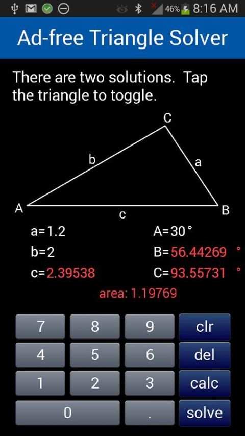 Ad-free Triangle Solver скриншот 2