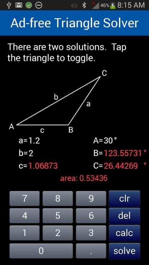 Ad-free Triangle Solver скриншот 3