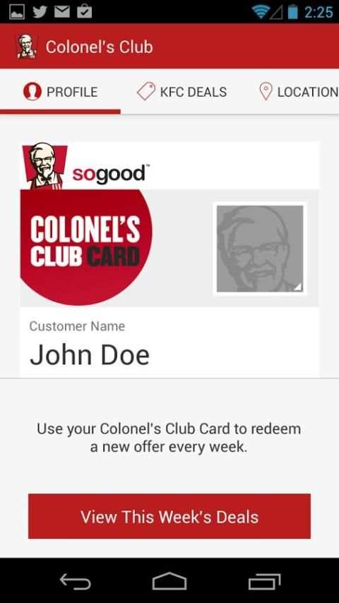 KFC Canada Colonel's Club 2 تصوير الشاشة