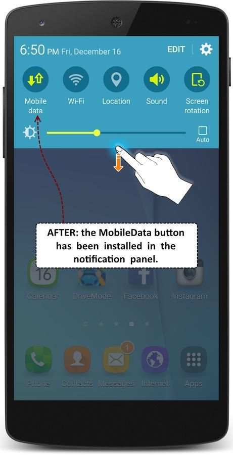 Install the MobileData button screenshot 1