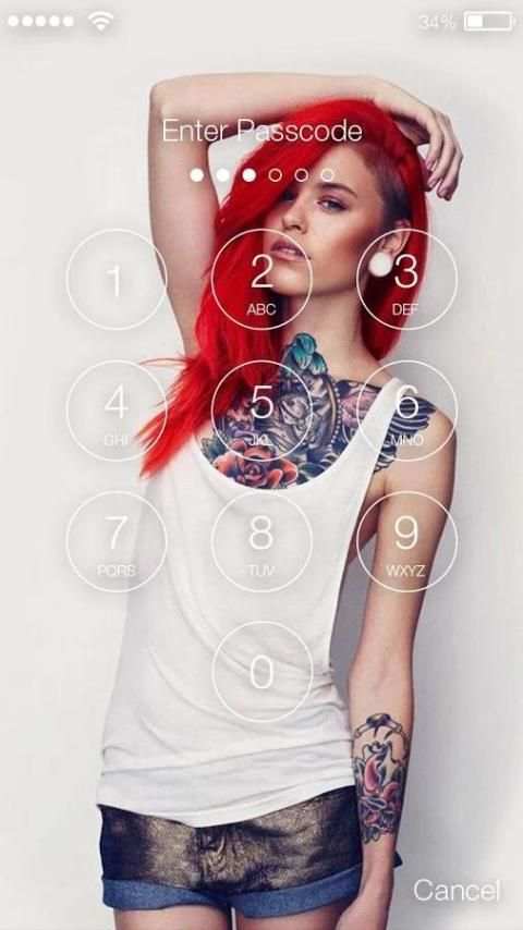Tattoo Girl Lock Screen 4 تصوير الشاشة
