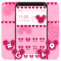 ikon cute pink star Micky Mouse theme pretty wallpaper