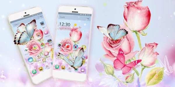 Pink Rose Butterfly Theme screenshot 1