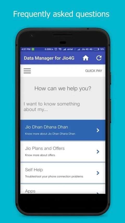 Data Manager for Jio :Check Jio Data Balance,Usage स्क्रीनशॉट 2