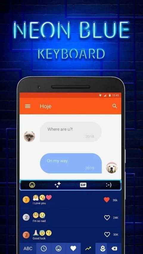 Neon Blue Keyboard Theme & Emoji Keyboard स्क्रीनशॉट 2