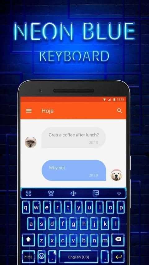 Neon Blue Keyboard Theme & Emoji Keyboard स्क्रीनशॉट 3
