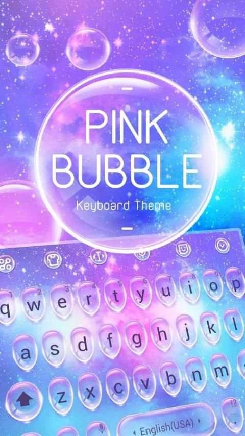 Pink Water Bubble Drop Keyboard Theme & Emoji 1 تصوير الشاشة