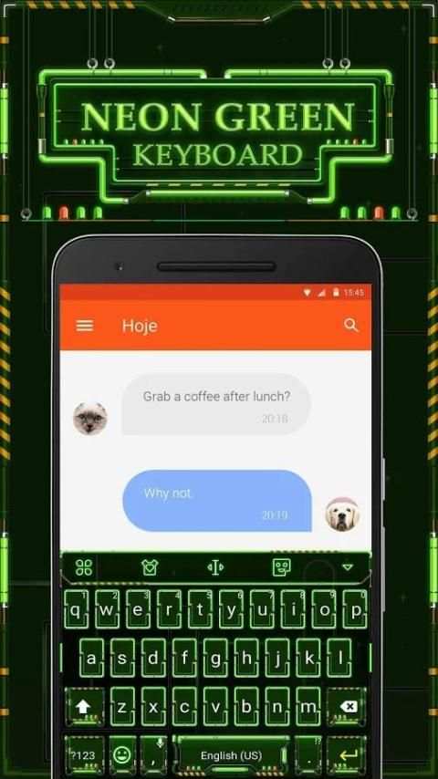 Neon Green Keyboard Theme & Emoji Keyboard स्क्रीनशॉट 3