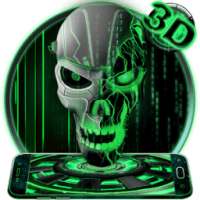 Neon Green tech Skull 3D Theme