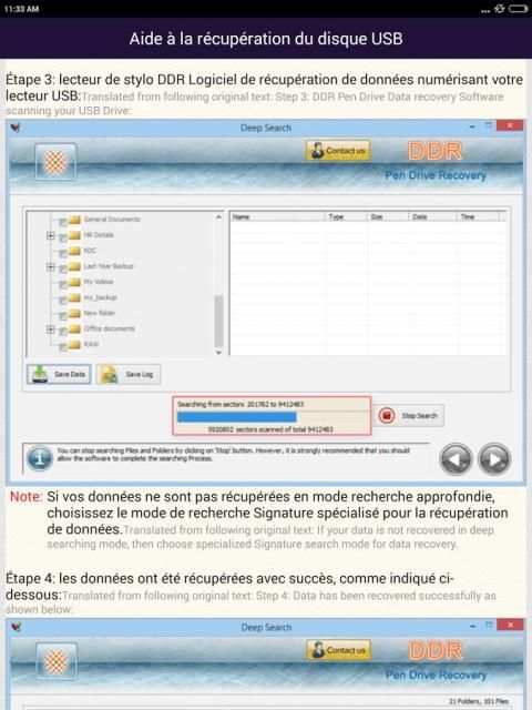 Récupération de données du lecteur USB French Help स्क्रीनशॉट 11