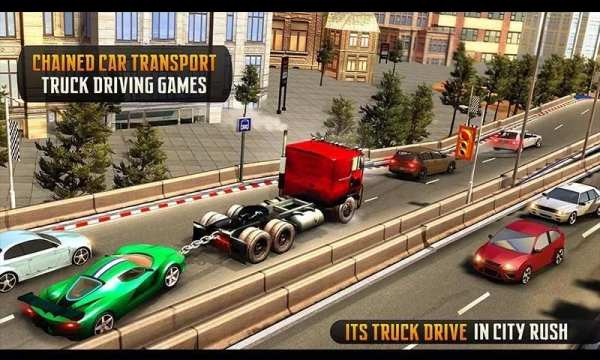 Chained Car Transport Truck Driving Games screenshot 18