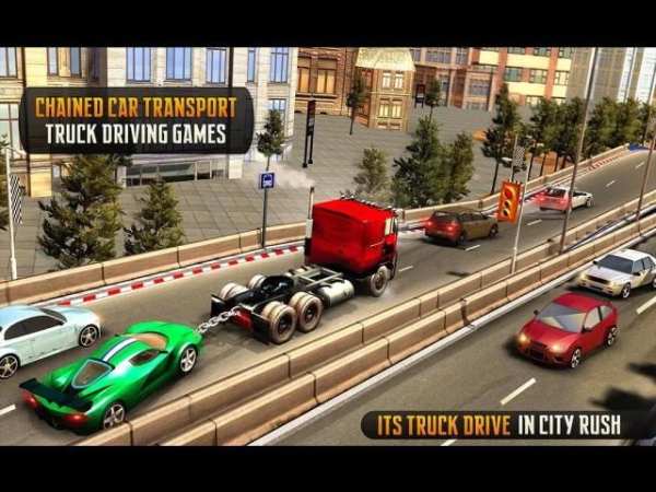 Chained Car Transport Truck Driving Games screenshot 12
