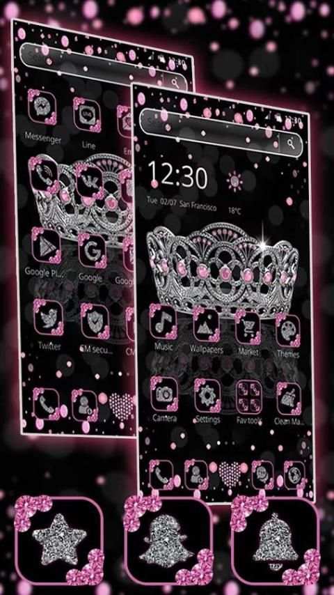Sparkling Pink crown Theme 4 تصوير الشاشة