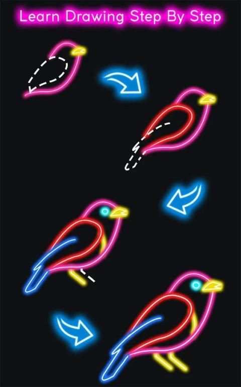 How to Draw Glow Bird स्क्रीनशॉट 6