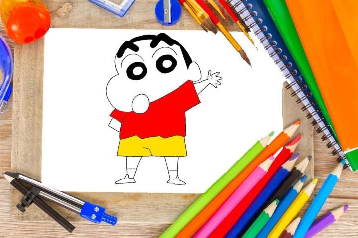 How to draw shinchan easy step by step | Shinchan drawing colour |Shinchan  cartoon drawing for kids - YouTube