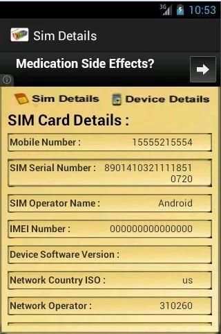Sim Details 2 تصوير الشاشة