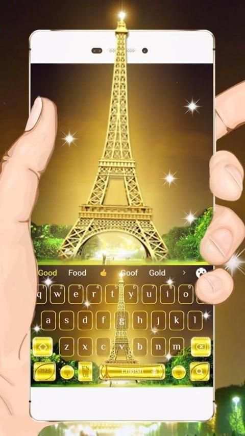 Golden Paris Keyboard Theme 3 تصوير الشاشة