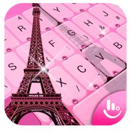 Pink Girl Eiffel Tower Keyboard Theme