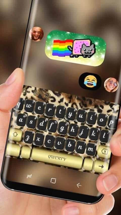 Leopard Pattern Keyboard Vintage Gold скриншот 1