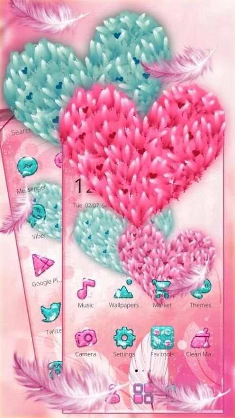 Rosa Feather Fluff Heart Theme screenshot 4