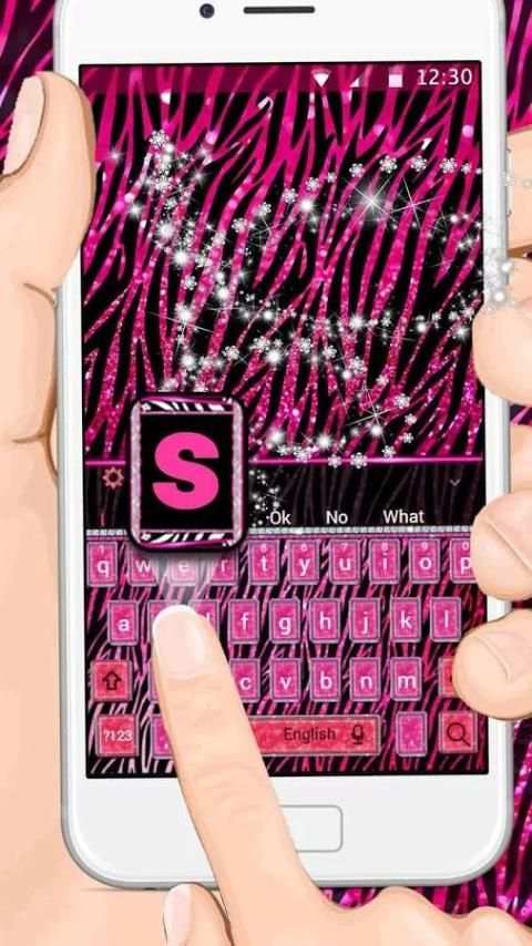 Pink Zebra Keyboard Theme скриншот 3