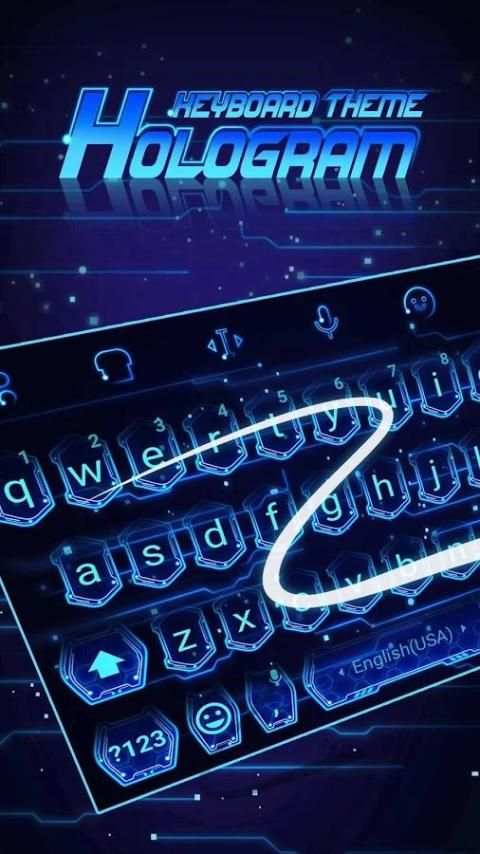 3D Hologram Neon Emoji Keyboard Theme screenshot 2