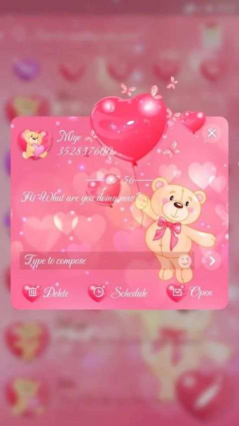 GO SMS ROMANTIC BEAR THEME скриншот 2