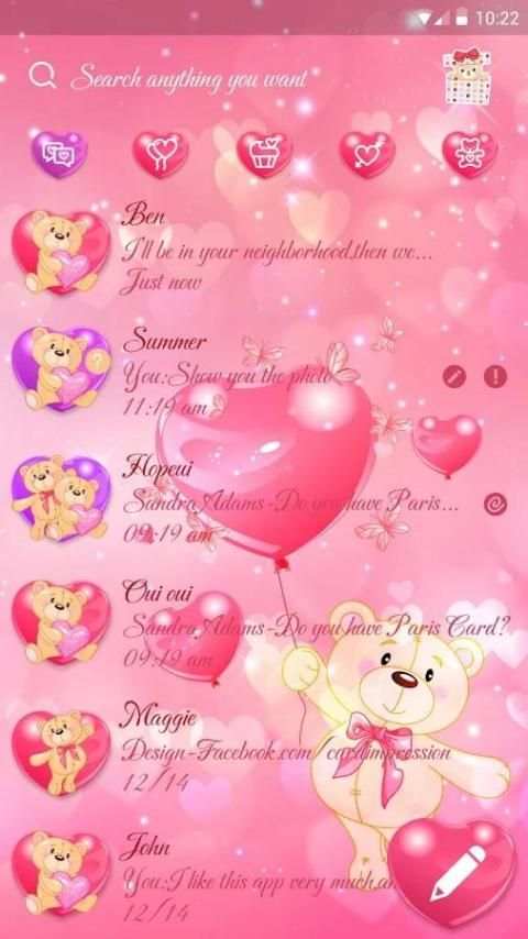 GO SMS ROMANTIC BEAR THEME скриншот 3