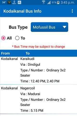 Kodaikanal Bus Info screenshot 6