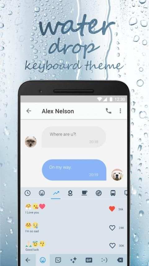 Water Drop Emoji Keyboard Theme for Facebook screenshot 2