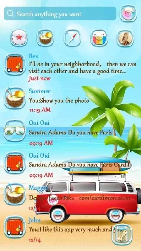 GO SMS GO TO BEACH THEME स्क्रीनशॉट 3