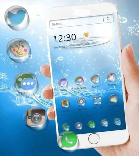 Blue Water Theme with water drop screenshot 3
