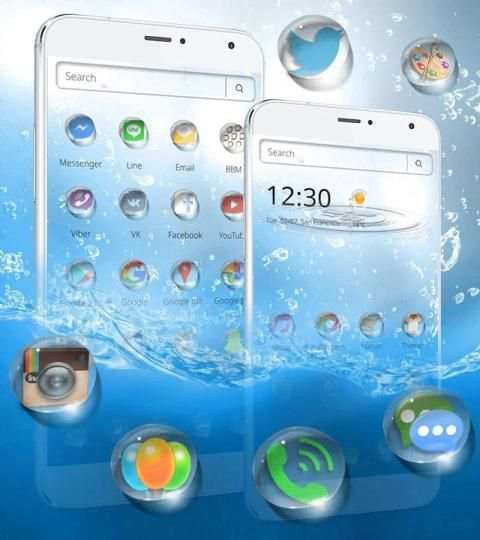 Blue Water Theme with water drop screenshot 2