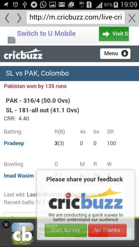Real Time Cricket RSS screenshot 2