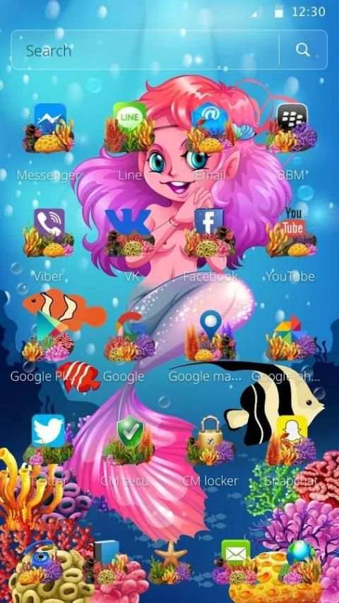 Cute Mermaid Ocean Princess Theme скриншот 1