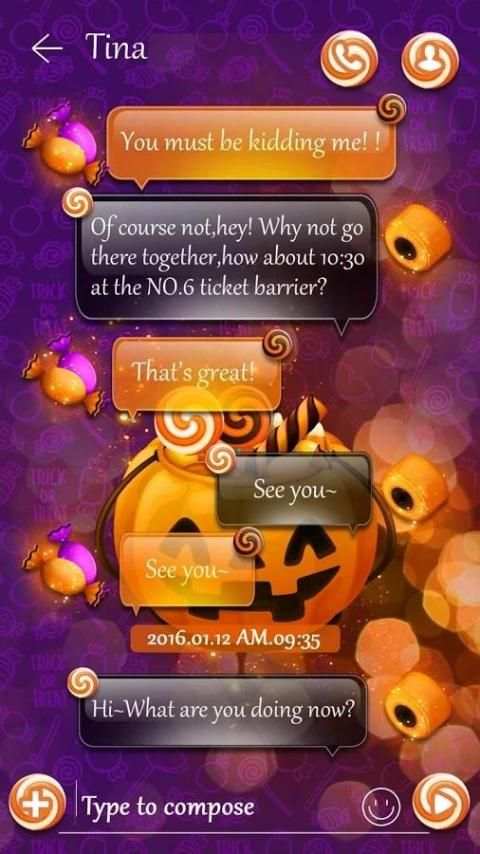 (FREE) GO SMS HALLOWEEN CANDY THEME screenshot 3