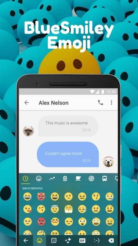 Blue Smiley Emoji Keyboard Theme for Instagram скриншот 4