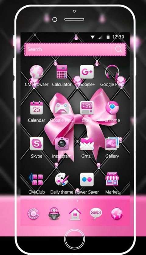 3d pink diamond bow wallpapers theme screenshot 2