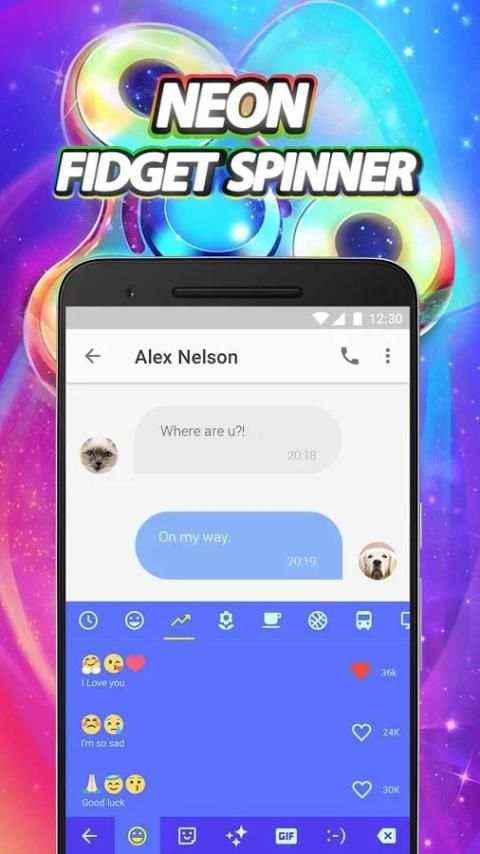 Neon Emoji Keyboard Theme for Fidget Spinner screenshot 2