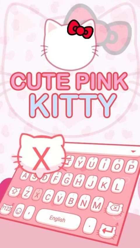 Cute pink Kitty Theme&Emoji Keyboard screenshot 5