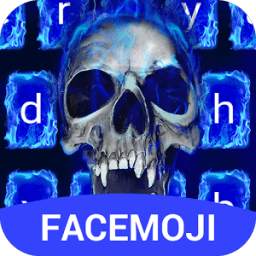 Blue Fire Skull Emoji Keyboard Theme for Instagram