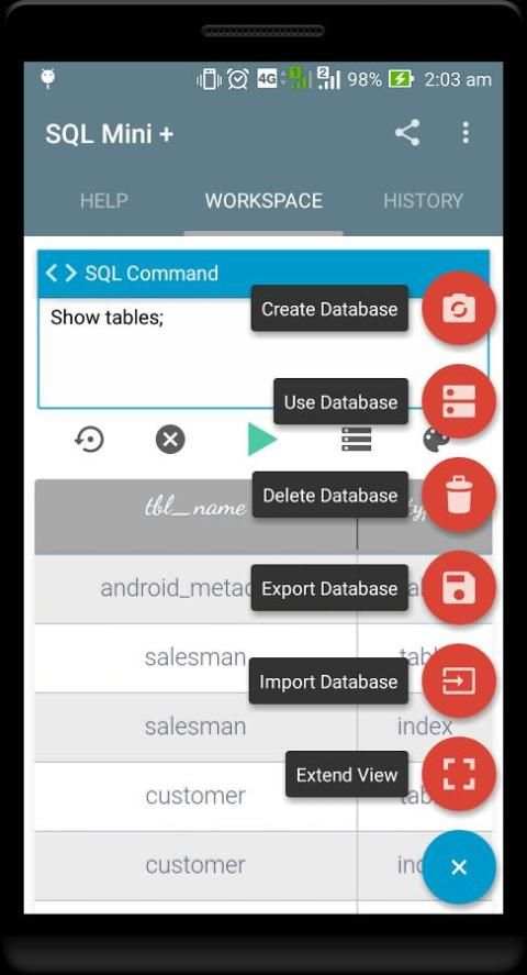 SQL Mini - SQLite Editor 1 تصوير الشاشة