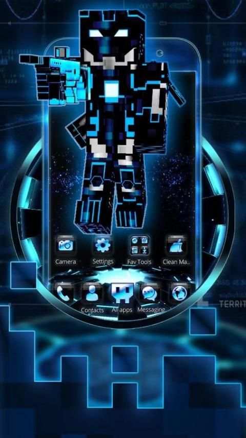 3D Neon Pixel Robot War Theme screenshot 3