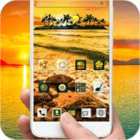 Theme Golden Coast Setting Sun On the Sea on 9Apps